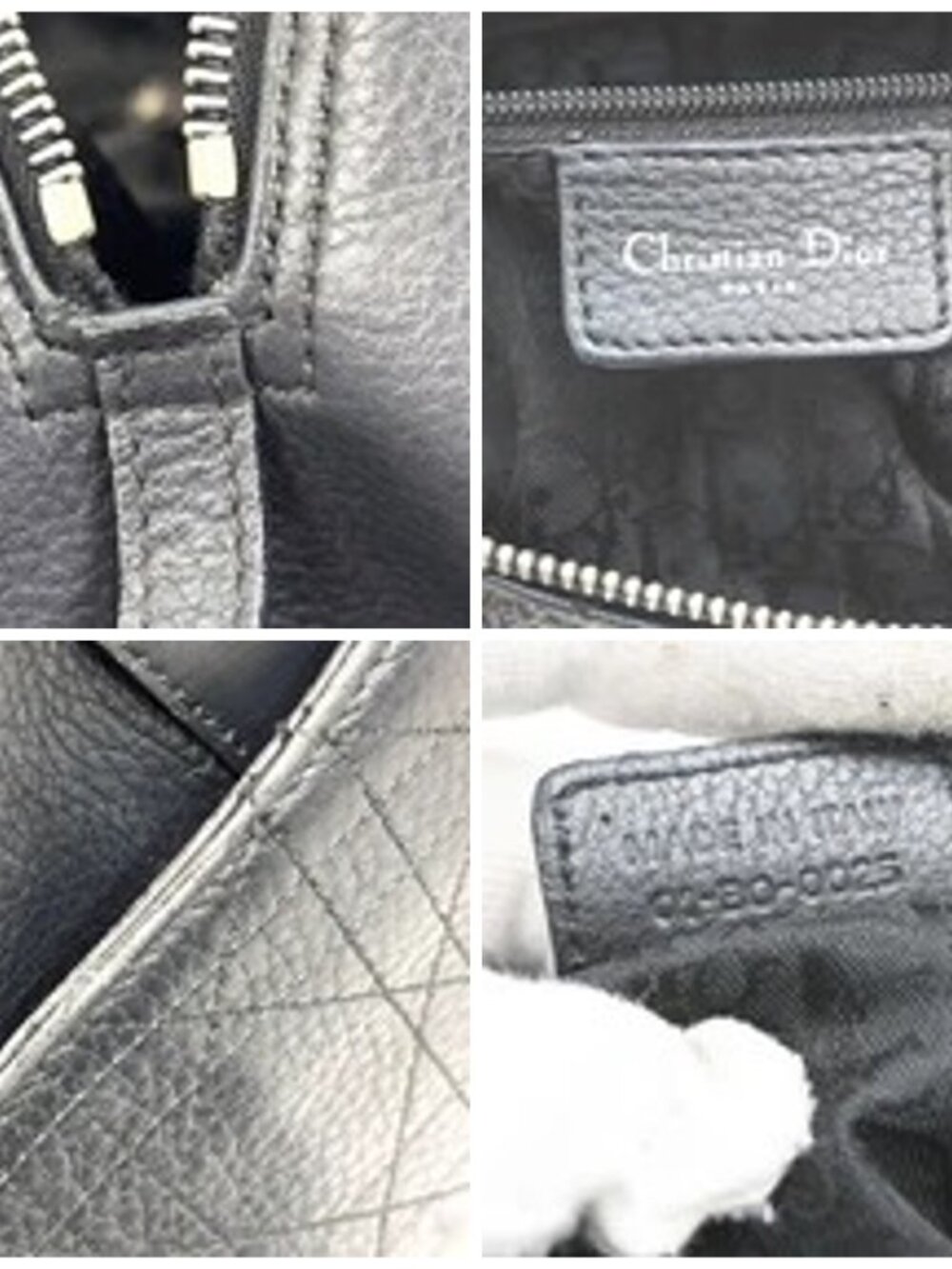 CHRISTIAN DIOR Logo Cannage Mini Boston Hand Bag Leather Black SHW Italy 96MA500 - Picture 15 of 16